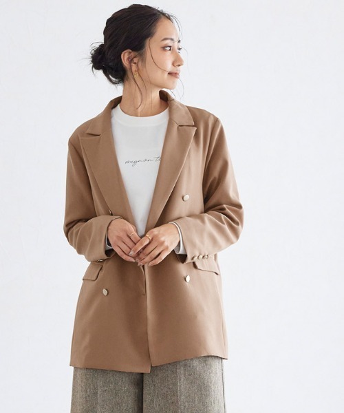 Pierrot（ピエロ）の「ゴールドボタンダブルジャケット（テーラードジャケット・レディース・ネイビー/キャメル・M/L）」の8枚目の写真
