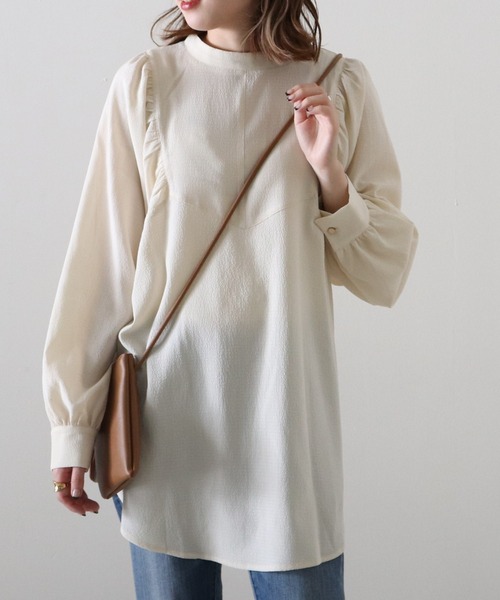 Cheek（チーク）の「ポコポコジャガードブラウス（シャツ/ブラウス・レディース・ブラウン/グレー/アイボリー・MEDIUM）」の2枚目の写真