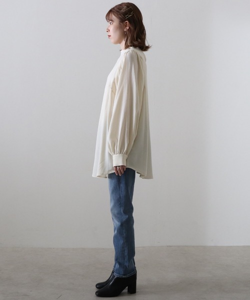 Cheek（チーク）の「ポコポコジャガードブラウス（シャツ/ブラウス・レディース・ブラウン/グレー/アイボリー・MEDIUM）」の22枚目の写真