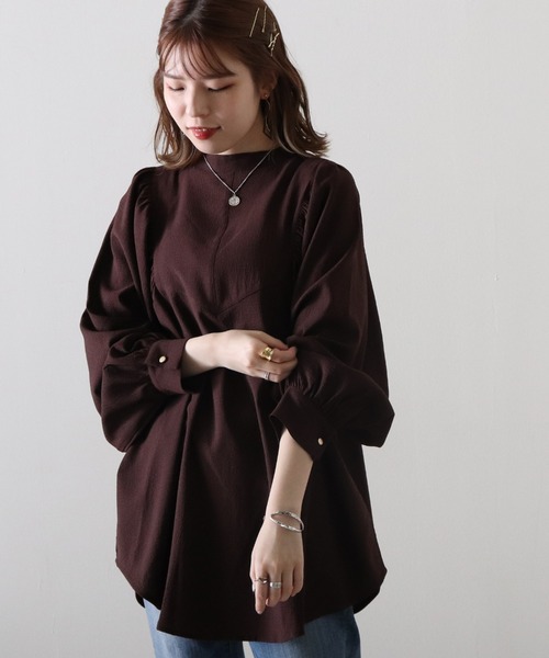 Cheek（チーク）の「ポコポコジャガードブラウス（シャツ/ブラウス・レディース・ブラウン/グレー/アイボリー・MEDIUM）」の6枚目の写真