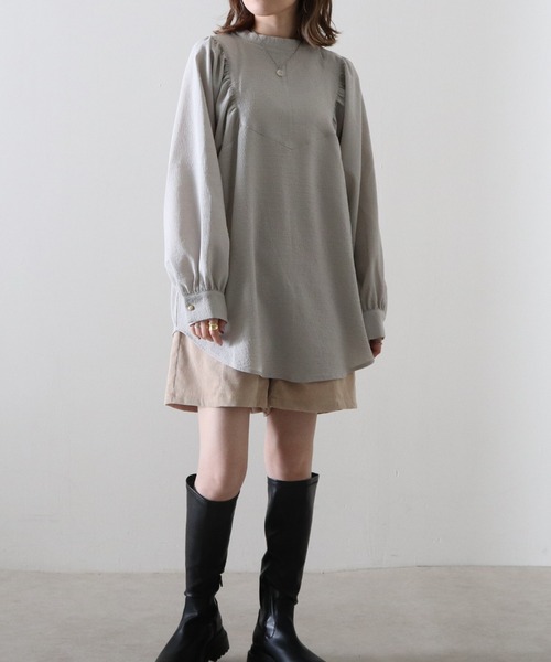 Cheek（チーク）の「ポコポコジャガードブラウス（シャツ/ブラウス・レディース・ブラウン/グレー/アイボリー・MEDIUM）」の16枚目の写真