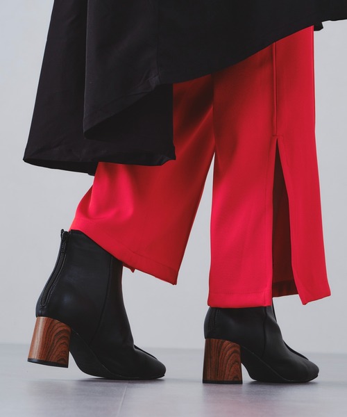 ORiental TRaffic（オリエンタルトラフィック）の「パイピング変形ヒールショートブーツ 11395（ブーツ・レディース・ブラック/グレー/キャメル・LL/3L/SS/S/M/L）」の12枚目の写真