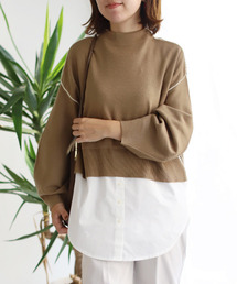 パイピングシャツドッキングニット