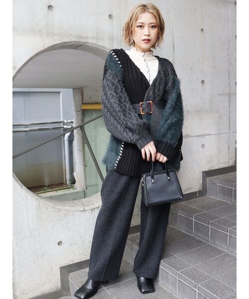 MURUA（ムルーア）の「ミクスチャーカシュクールニット（カーディガン/ボレロ・レディース・ブラック・FREE）」の3枚目の写真