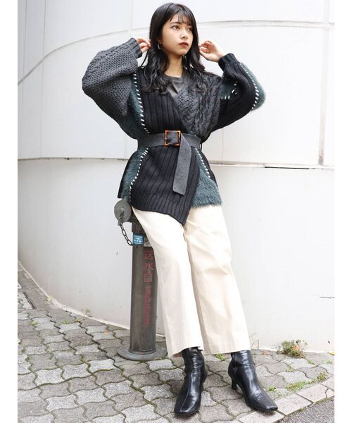 MURUA（ムルーア）の「ミクスチャーカシュクールニット（カーディガン/ボレロ・レディース・ブラック・FREE）」の7枚目の写真