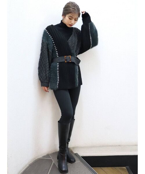 MURUA（ムルーア）の「ミクスチャーカシュクールニット（カーディガン/ボレロ・レディース・ブラック・FREE）」の9枚目の写真