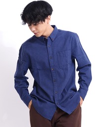 GIORDANO | バスケットウィーブ長袖フランネルシャツ(シャツ/ブラウス)