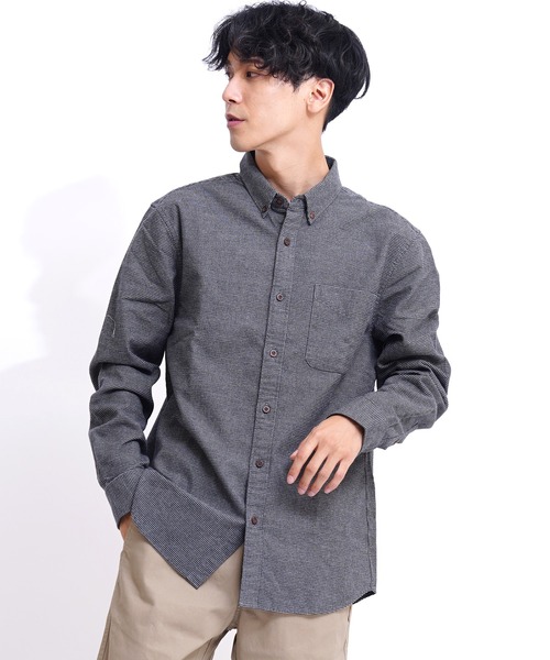 GIORDANO（ジョルダーノ）の「バスケットウィーブ長袖フランネルシャツ（シャツ/ブラウス・メンズ・カーキ/ブラック系その他7/ブラウン/ネイビー・X-LARGE/MEDIUM/LARGE/SMALL/XX-LARGE）」の2枚目の写真