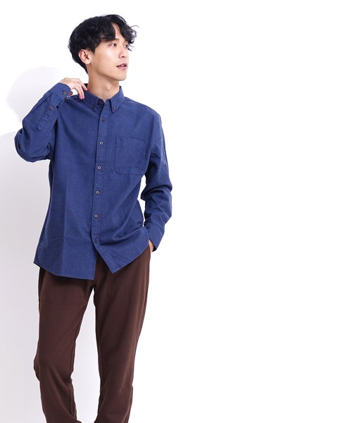 GIORDANO（ジョルダーノ）の「バスケットウィーブ長袖フランネルシャツ（シャツ/ブラウス・メンズ・カーキ/ブラック系その他7/ブラウン/ネイビー・X-LARGE/MEDIUM/LARGE/SMALL/XX-LARGE）」の13枚目の写真