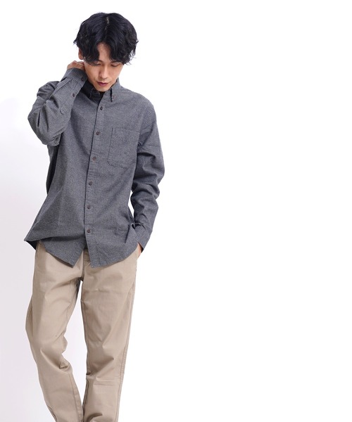 GIORDANO（ジョルダーノ）の「バスケットウィーブ長袖フランネルシャツ（シャツ/ブラウス・メンズ・カーキ/ブラック系その他7/ブラウン/ネイビー・X-LARGE/MEDIUM/LARGE/SMALL/XX-LARGE）」の8枚目の写真