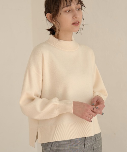 earth music&ecology（アースミュージックアンドエコロジー）の「スウェットライクハイネックニット ＊（ニット/セーター・レディース・ブラック/アイボリー/ボルドー/マスタード・FREE）」の2枚目の写真