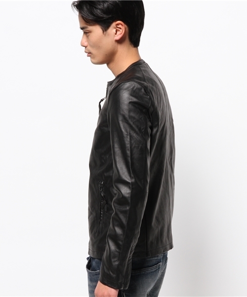 OUTLET（アウトレット）の「【Ciaopanic】レザーシングルライダース（ライダースジャケット・メンズ・グレー/ブラック/ネイビー/ブルー・MEDIUM/SMALL/LARGE）」の6枚目の写真
