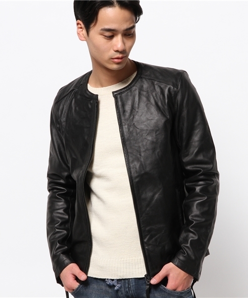 OUTLET（アウトレット）の「【Ciaopanic】レザーシングルライダース（ライダースジャケット・メンズ・グレー/ブラック/ネイビー/ブルー・MEDIUM/SMALL/LARGE）」の8枚目の写真