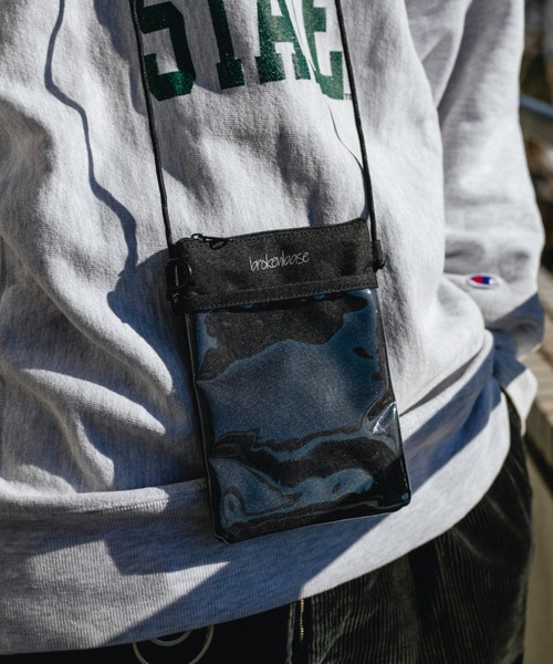 BROKEN BASE(ブロークンベース)の「ネックショルダーポーチ(ショルダーバッグ・メンズ・ブラック/カーキ・フリー)」の1枚目の写真