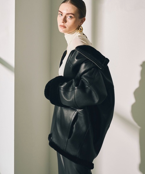 city(シティ)の「【CITY】スペインメリノジップムートン(ムートンコート・レディース・ブラック・1/2)」の9枚目の写真