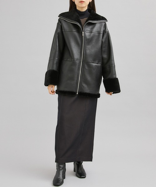 city(シティ)の「【CITY】スペインメリノジップムートン(ムートンコート・レディース・ブラック・1/2)」の7枚目の写真