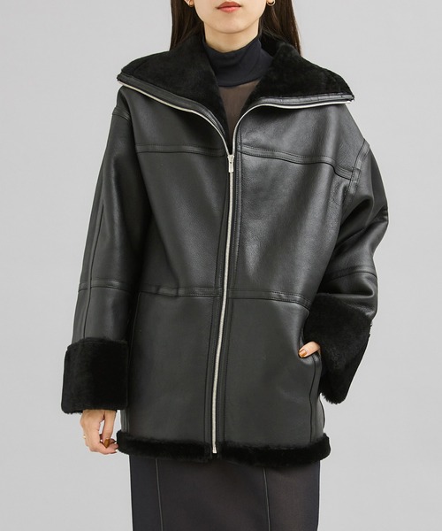 city(シティ)の「【CITY】スペインメリノジップムートン(ムートンコート・レディース・ブラック・1/2)」の13枚目の写真