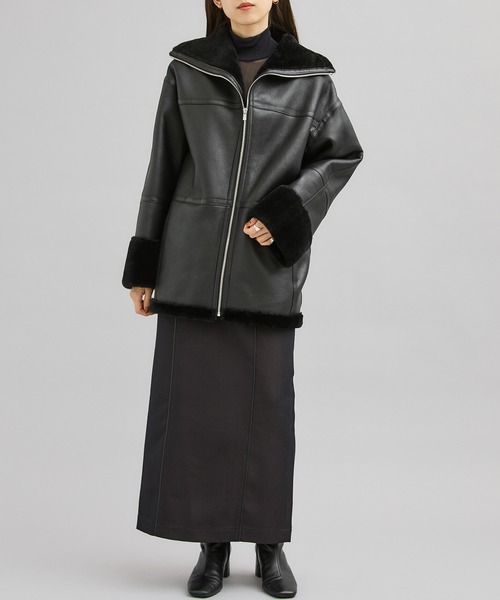 city(シティ)の「【CITY】スペインメリノジップムートン(ムートンコート・レディース・ブラック・1/2)」の11枚目の写真