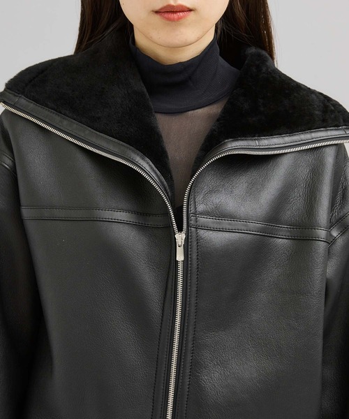 city(シティ)の「【CITY】スペインメリノジップムートン(ムートンコート・レディース・ブラック・1/2)」の8枚目の写真