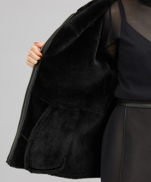 city(シティ)の「【CITY】スペインメリノジップムートン(ムートンコート・レディース・ブラック・1/2)」の3枚目の写真