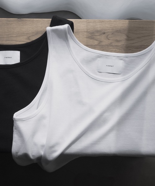 remer（リメール）の「《好きな着丈を選べる》Royal cotton tank top / ロイヤルコットンタンクトップ（タンクトップ・メンズ・ホワイト/ブラック/オリーブ・SMALL/MEDIUM/LARGE/X-LARGE）」の5枚目の写真