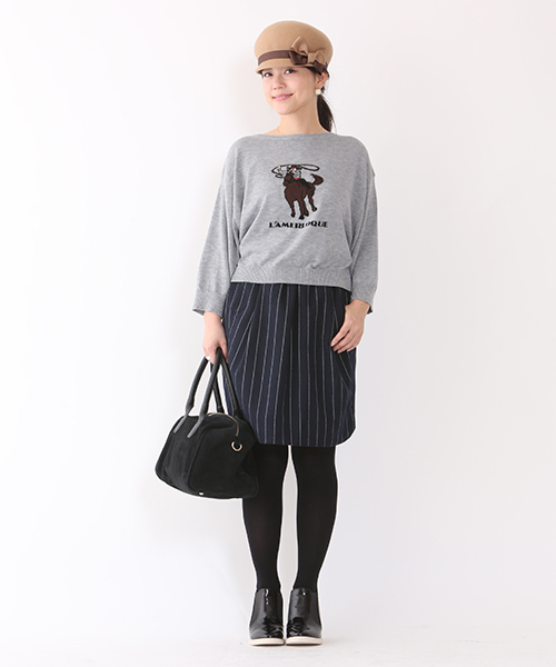 mystic(ミスティック)の「ストライプ裾ラウンドスカート(スカート・レディース・グレー/ネイビー/ブラック・2/1)」の12枚目の写真