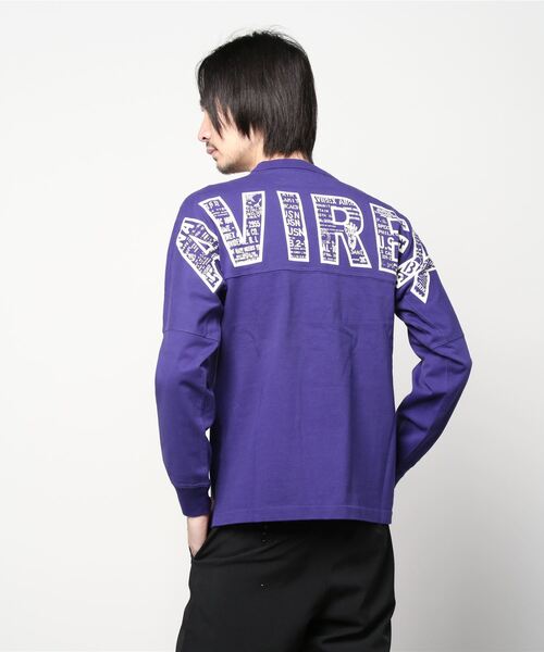 AVIREX(アヴィレックス)の「長袖 Tシャツ メガ ロゴ / LONG SLEEVE T-SHIRT MEGA LOGO / アヴィレックス / AVIREX(Tシャツ/カットソー・メンズ・パープル/ブラック/ホワイト/グリーン/サックスブルー・MEDIUM/LARGE/X-LARGE/XX-LARGE)」の1枚目の写真