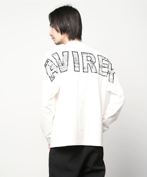 AVIREX(アヴィレックス)の「長袖 Tシャツ メガ ロゴ / LONG SLEEVE T-SHIRT MEGA LOGO / アヴィレックス / AVIREX(Tシャツ/カットソー・メンズ・パープル/ブラック/ホワイト/グリーン/サックスブルー・MEDIUM/LARGE/X-LARGE/XX-LARGE)」の2枚目の写真