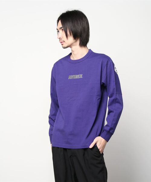 AVIREX(アヴィレックス)の「長袖 Tシャツ メガ ロゴ / LONG SLEEVE T-SHIRT MEGA LOGO / アヴィレックス / AVIREX(Tシャツ/カットソー・メンズ・パープル/ブラック/ホワイト/グリーン/サックスブルー・MEDIUM/LARGE/X-LARGE/XX-LARGE)」の14枚目の写真
