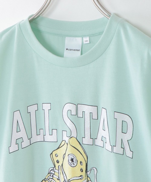 CONVERSE ALL STAR(コンバースオールスター)の「【キッズ】CONVERSE コンバース ラメプリントTシャツ(130~160cm)(Tシャツ/カットソー・キッズ・ライトパープル/ミント・160/130/140/150)」の6枚目の写真