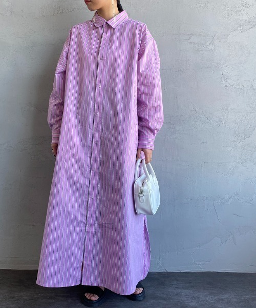 Lala Begin 別注 2 3月号掲載 Universal ワンピース ドレス Universal 別注 ロングシャツワンピース シャツ ワンピース 2 3月号掲載 Overall ユニバーサルオーバーオール のファッション Overall ユニバーサルオーバーオール