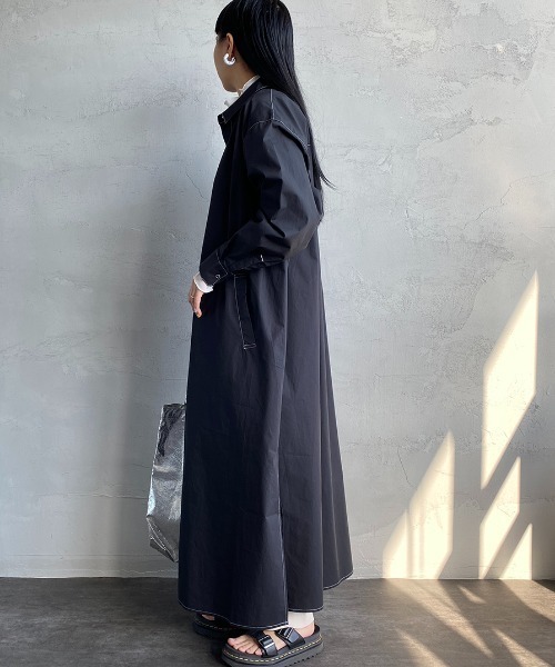 UNIVERSAL OVERALL（ユニバーサルオーバーオール）の「【LaLa Begin 2･3月号掲載】[UNIVERSAL OVERALL/ユニバーサルオーバーオール] 別注 ロングシャツワンピース（シャツワンピース・レディース・ブラック/ピンク/ブルー/グリーン・F）」の12枚目の写真
