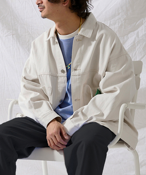 JOURNAL STANDARD relume（ジャーナルスタンダード　レリューム）の「DENIM トラッカージャケット（デニムジャケット・メンズ・ホワイト/ネイビー・MEDIUM/LARGE）」の10枚目の写真