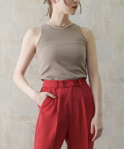 Lull（ルル）の「【Lull / ルル】アメスリリブタンク（タンクトップ・レディース・ブラック/ホワイト/ベージュ・ONESIZE）」の5枚目の写真