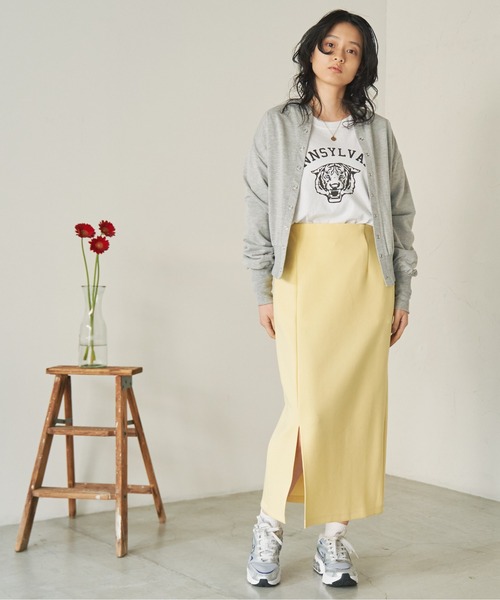 ANGIE（アンジー）の「ダンボールタイトロングスカート（スカート・レディース・ブラック/ライトグレー/イエロー・FREE）」の6枚目の写真