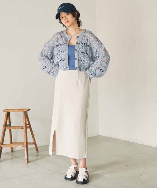 ANGIE（アンジー）の「ダンボールタイトロングスカート（スカート・レディース・ブラック/ライトグレー/イエロー・FREE）」の5枚目の写真