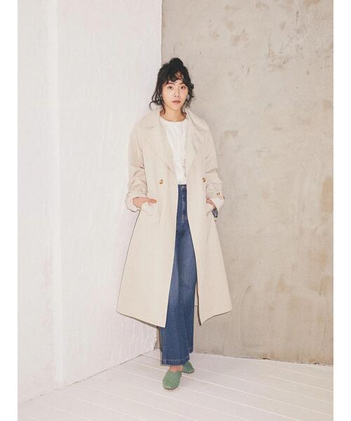 earth music&ecology（アースミュージックアンドエコロジー）の「ビッグカラートレンチコート（トレンチコート・レディース・ブルーグレー/ライトベージュ・FREE）」の21枚目の写真