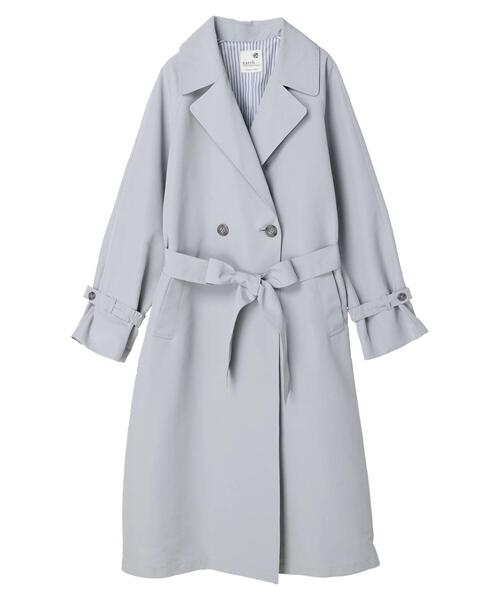 earth music&ecology（アースミュージックアンドエコロジー）の「ビッグカラートレンチコート（トレンチコート・レディース・ブルーグレー/ライトベージュ・FREE）」の10枚目の写真