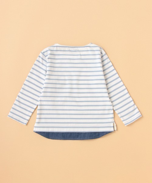 kladskap(クレードスコープ)の「アニマルポケットボーダー長袖Tシャツ(Tシャツ/カットソー・キッズ・ライトブルー/カーキ・90cm/100cm/80cm/110cm/120cm/130cm)」の4枚目の写真