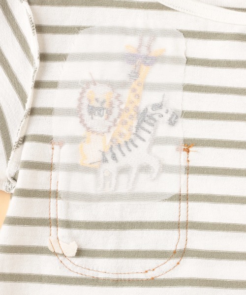 kladskap(クレードスコープ)の「アニマルポケットボーダー長袖Tシャツ(Tシャツ/カットソー・キッズ・ライトブルー/カーキ・90cm/100cm/80cm/110cm/120cm/130cm)」の10枚目の写真