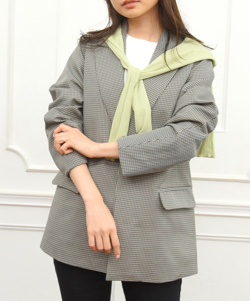 sango（sango）の「チェックベーシックテーラードジャケット（テーラードジャケット・レディース・ブラウン/グレー/グリーン・FREE）」の2枚目の写真