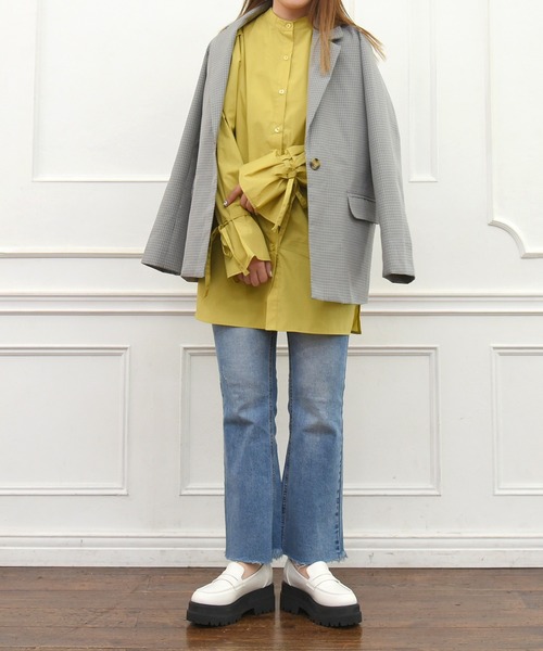 sango（sango）の「チェックベーシックテーラードジャケット（テーラードジャケット・レディース・ブラウン/グレー/グリーン・FREE）」の9枚目の写真