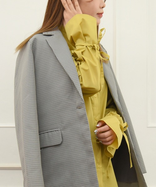sango（sango）の「チェックベーシックテーラードジャケット（テーラードジャケット・レディース・ブラウン/グレー/グリーン・FREE）」の6枚目の写真