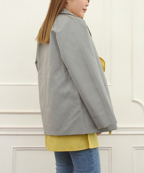 sango（sango）の「チェックベーシックテーラードジャケット（テーラードジャケット・レディース・ブラウン/グレー/グリーン・FREE）」の7枚目の写真