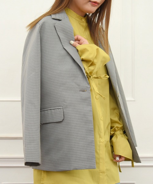 sango（sango）の「チェックベーシックテーラードジャケット（テーラードジャケット・レディース・ブラウン/グレー/グリーン・FREE）」の5枚目の写真