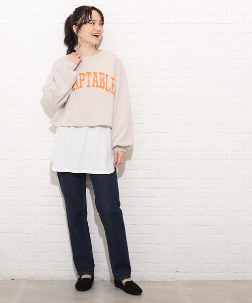 Cutie Blonde（キューティーブロンド）の「◆【S-L】コンパクト丈のミニ裏起毛スウェット（スウェット・レディース・オフホワイト/ライトグレー/ピンク系・01/02/03）」の7枚目の写真