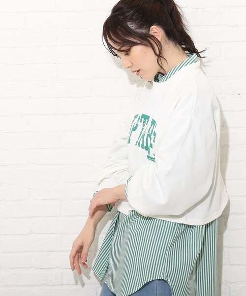 Cutie Blonde（キューティーブロンド）の「◆【S-L】コンパクト丈のミニ裏起毛スウェット（スウェット・レディース・オフホワイト/ライトグレー/ピンク系・01/02/03）」の11枚目の写真