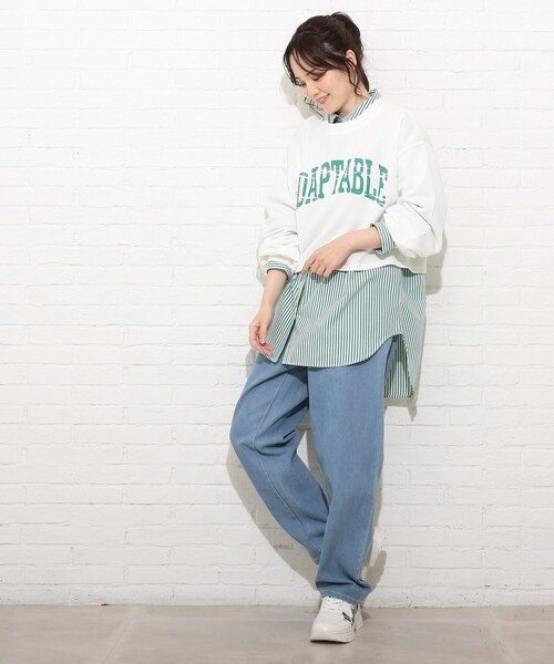 Cutie Blonde（キューティーブロンド）の「◆【S-L】コンパクト丈のミニ裏起毛スウェット（スウェット・レディース・オフホワイト/ライトグレー/ピンク系・01/02/03）」の13枚目の写真