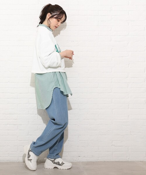 Cutie Blonde（キューティーブロンド）の「◆【S-L】コンパクト丈のミニ裏起毛スウェット（スウェット・レディース・オフホワイト/ライトグレー/ピンク系・01/02/03）」の14枚目の写真