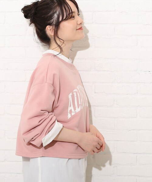 Cutie Blonde（キューティーブロンド）の「◆【S-L】コンパクト丈のミニ裏起毛スウェット（スウェット・レディース・オフホワイト/ライトグレー/ピンク系・01/02/03）」の18枚目の写真